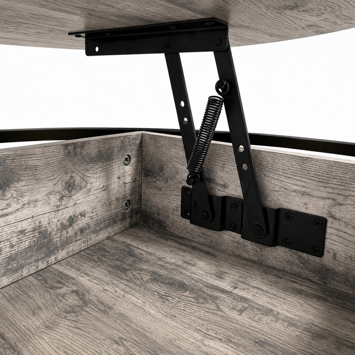 COUCHTISCH Schwarz Liftfunktion 47x80 cm - Braun, Holzwerkstoff/Metall (80/80/47cm) - Relaxdays
