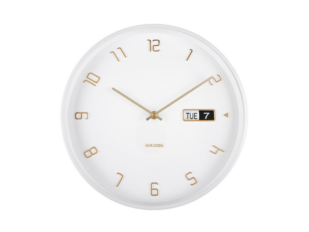 WANDUHR Data Flip Ø 30 cm - Weiß, Metall (30/30/4.5cm) - Karlsson