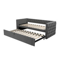 AUSZIEHBETT 90/200 cm DE-01636, in Grau, mit Lattenrost - Grau, Metall (90/200cm) - ComfortXL