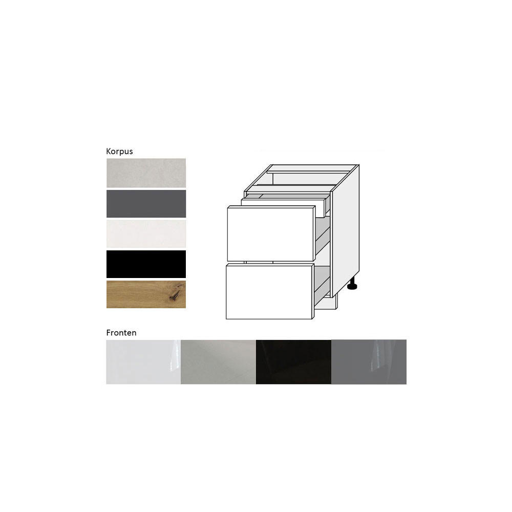 Thumbnail - Feldmann-Wohnen Schubladenunterschrank, Schwarz Hochglanz, Eiche Artisan, Holz, 2 Schubladen, Rechteckig, 60x82x50 cm, K...