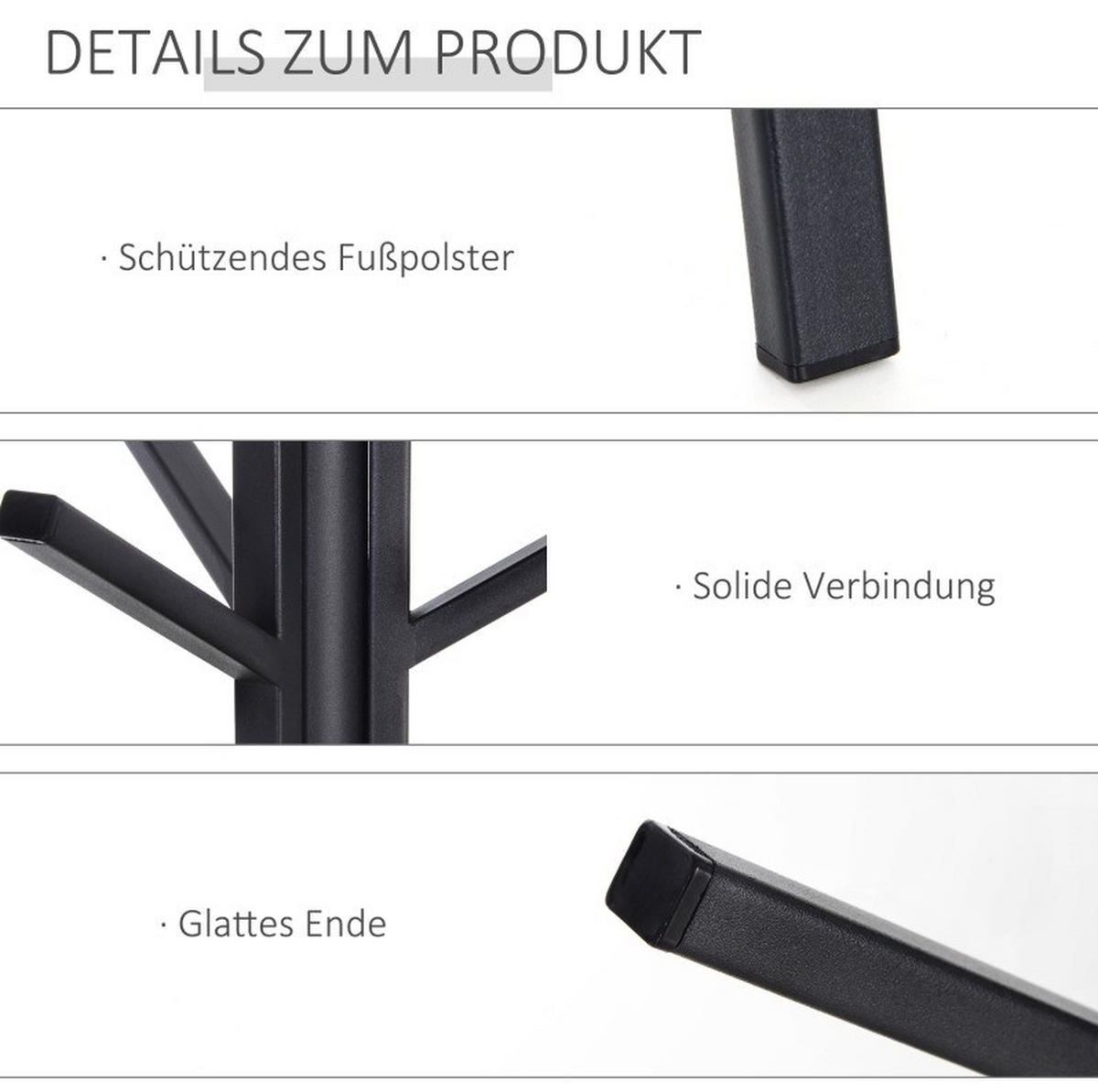 GARDEROBENSTÄNDER 45/45/180 cm mit 3 Kleiderstangen, 8 Haken und Ablage, Metall und Holz, Braun - Braun, Holzwerkstoff (45/180/45cm) - Redom