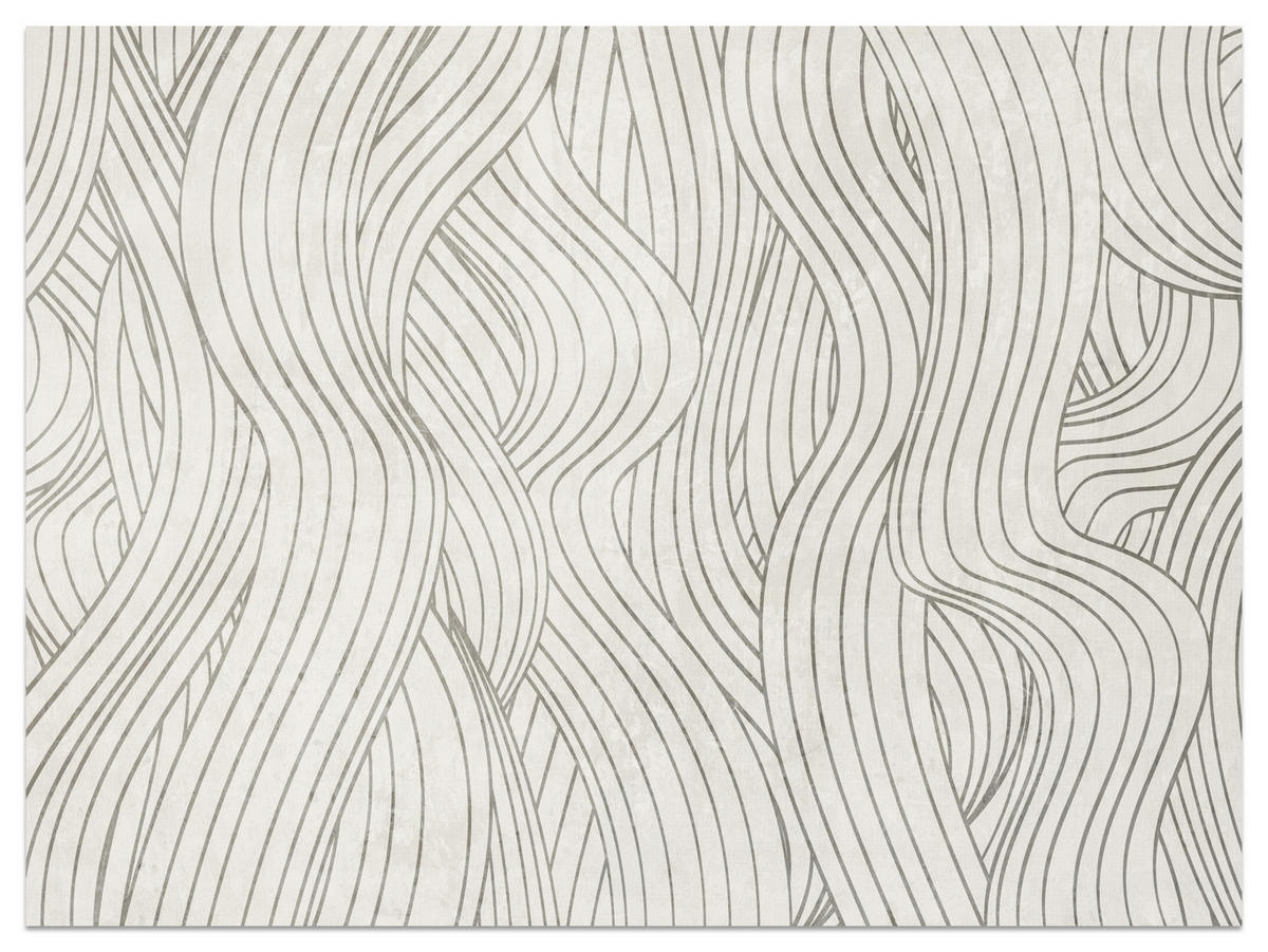 FOTOTAPETE Abstraktion Wellenmuster Retro Grau Minimalismus Dynamik 250x175 - Beige, Papier (250/175cm) - Muralo