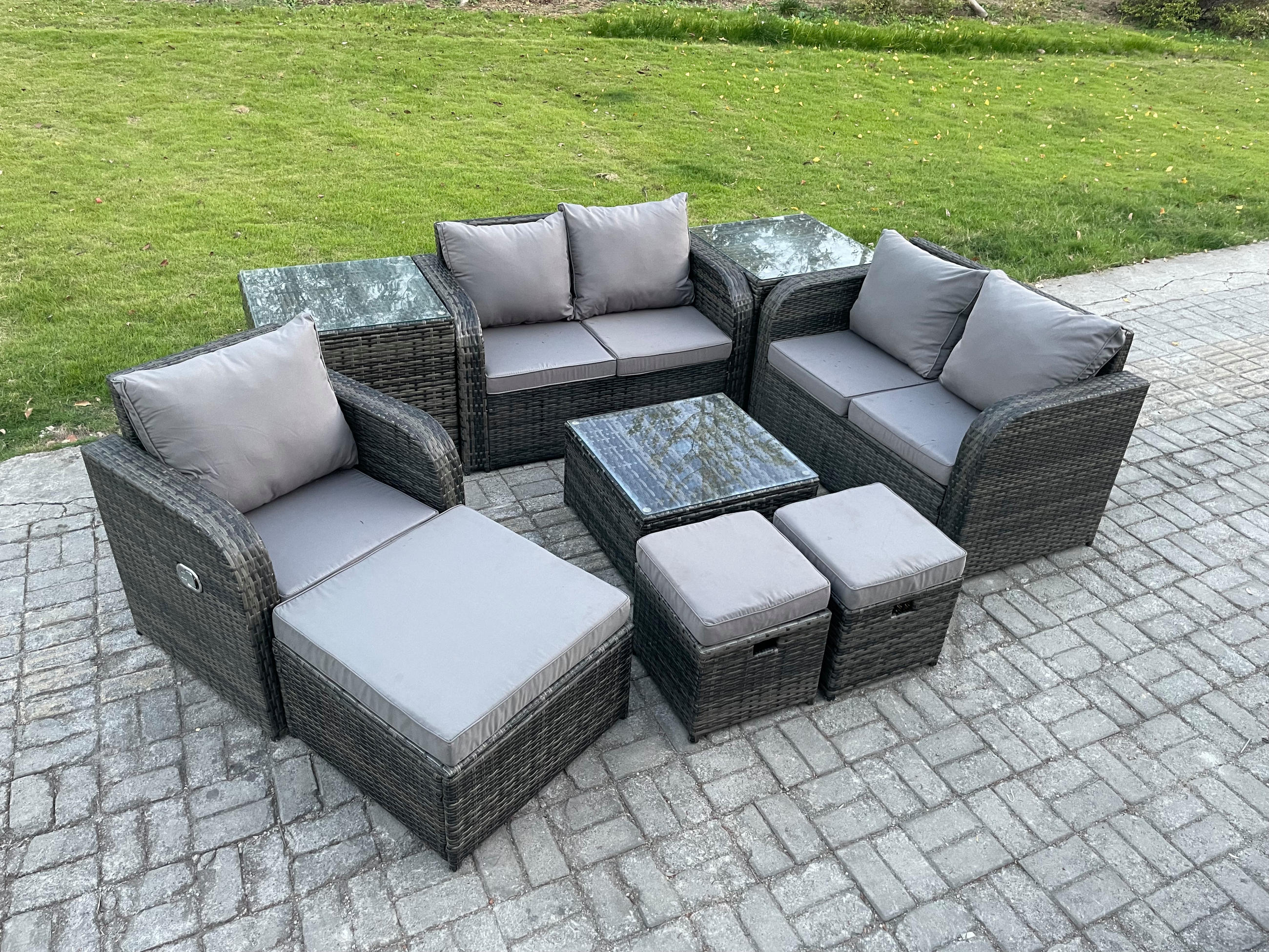 Thumbnail - Fimous Loungegarnitur, Dunkelgrau, Metall, 8-Sitzer, Loungemöbel, Loungemöbel-Sets