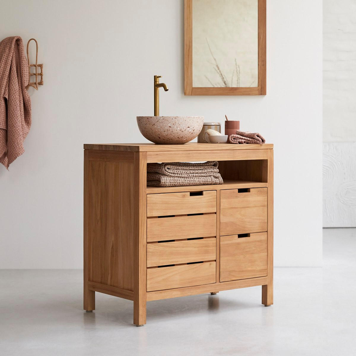WASCHTISCHUNTERSCHRANK Serena Natur aus Teak - Naturfarben, Holz (80/78/45cm) - Tikamoon