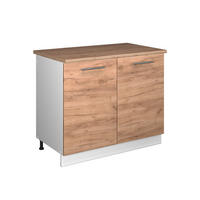 SPÜLENUNTERSCHRANK Fame-Line, Goldkraft Eiche/Weiß, 100 cm, AP Eiche - Honigeiche/Weiß, Holzwerkstoff (100/82/60cm) - Vicco