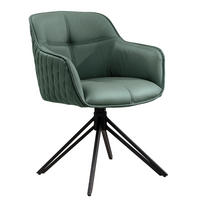 STUHL EUPHORIA Echtleder Grün 80 cm - Schwarz/Grün, Leder/Metall (58/82/60cm) - riess-ambiente