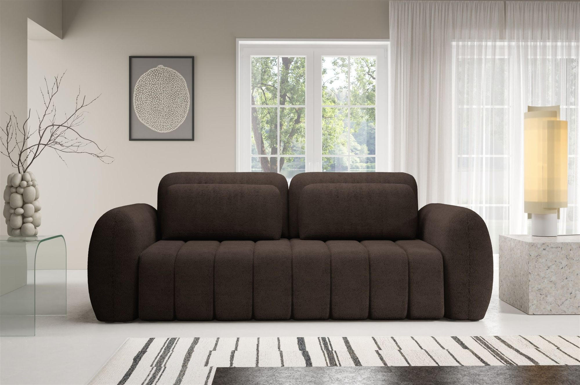 SCHLAFSOFA Caria - Braun, Holzwerkstoff/Textil (266/95/110cm) - Fun Möbel
