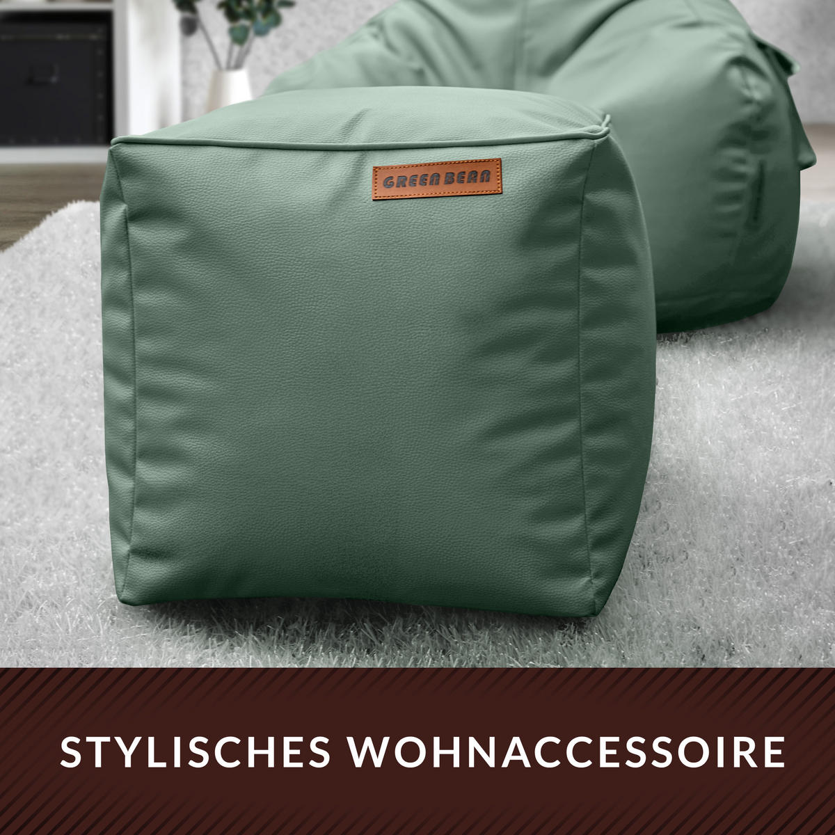 INDOOR HOCKER Cube eckig Kunstleder - Blau, Textil (40/40/40cm) - Green Bean