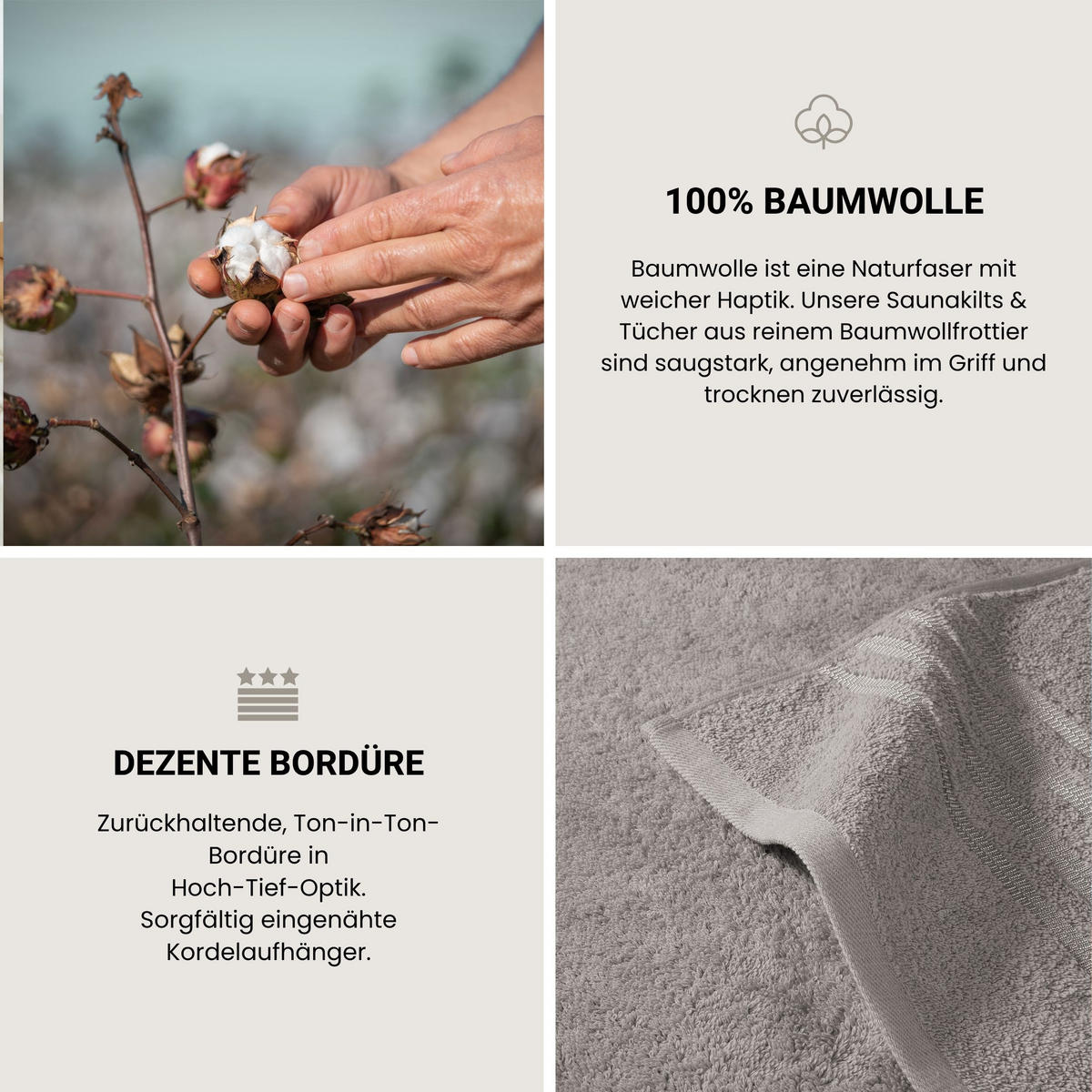 DUSCHTUCHSET Milano - 2-teilig - 70x140 cm - Hellgrau - Hellgrau, Textil (70/140cm) - SCHIESSER