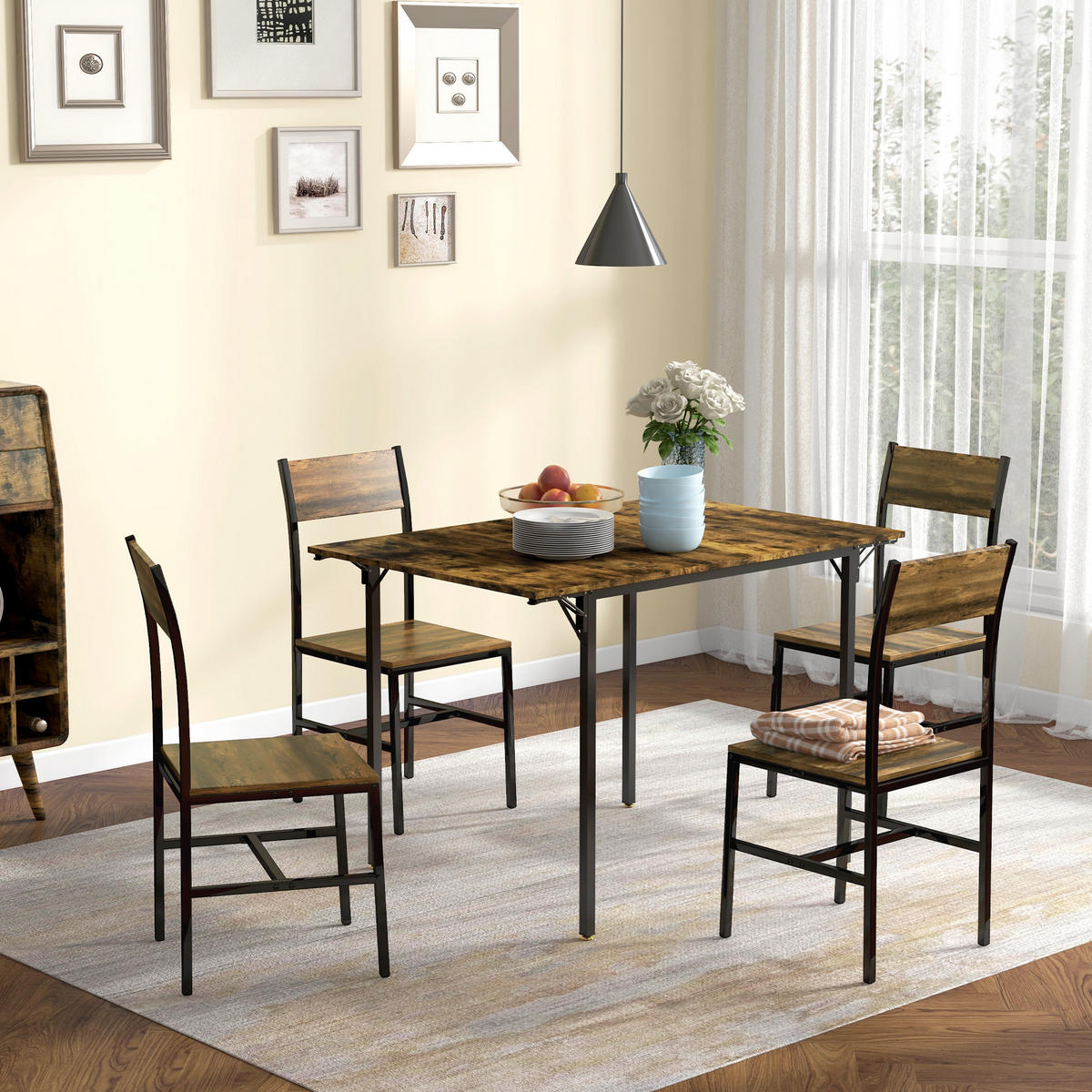 ESSTISCH DE-16491 Holz & Schwarz - Braun, Holzwerkstoff (120/79/79cm) - ComfortXL
