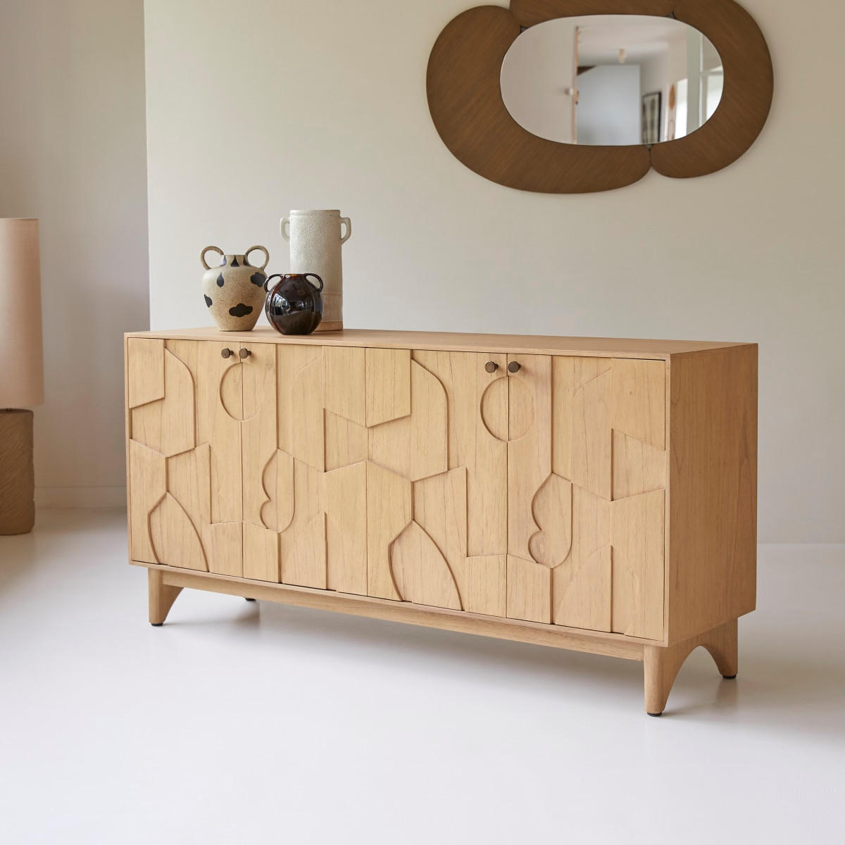 SIDEBOARD Otho Natur aus Helles Mindiholz - Naturfarben, Holz (162/78/43cm) - Tikamoon