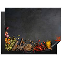 HERDABDECKPLATTE Kräuter - Lebensmittel - Gewürze - Schwarz - Paprika - Zimt 77x59 cm - Currygelb, Kunststoff (77/0.2/59cm) - MuchoWow