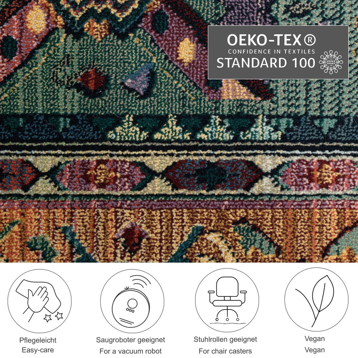 WEBTEPPICH Gabiro 13 60x90 cm - Grün, Textil (60/90cm) - THEKO