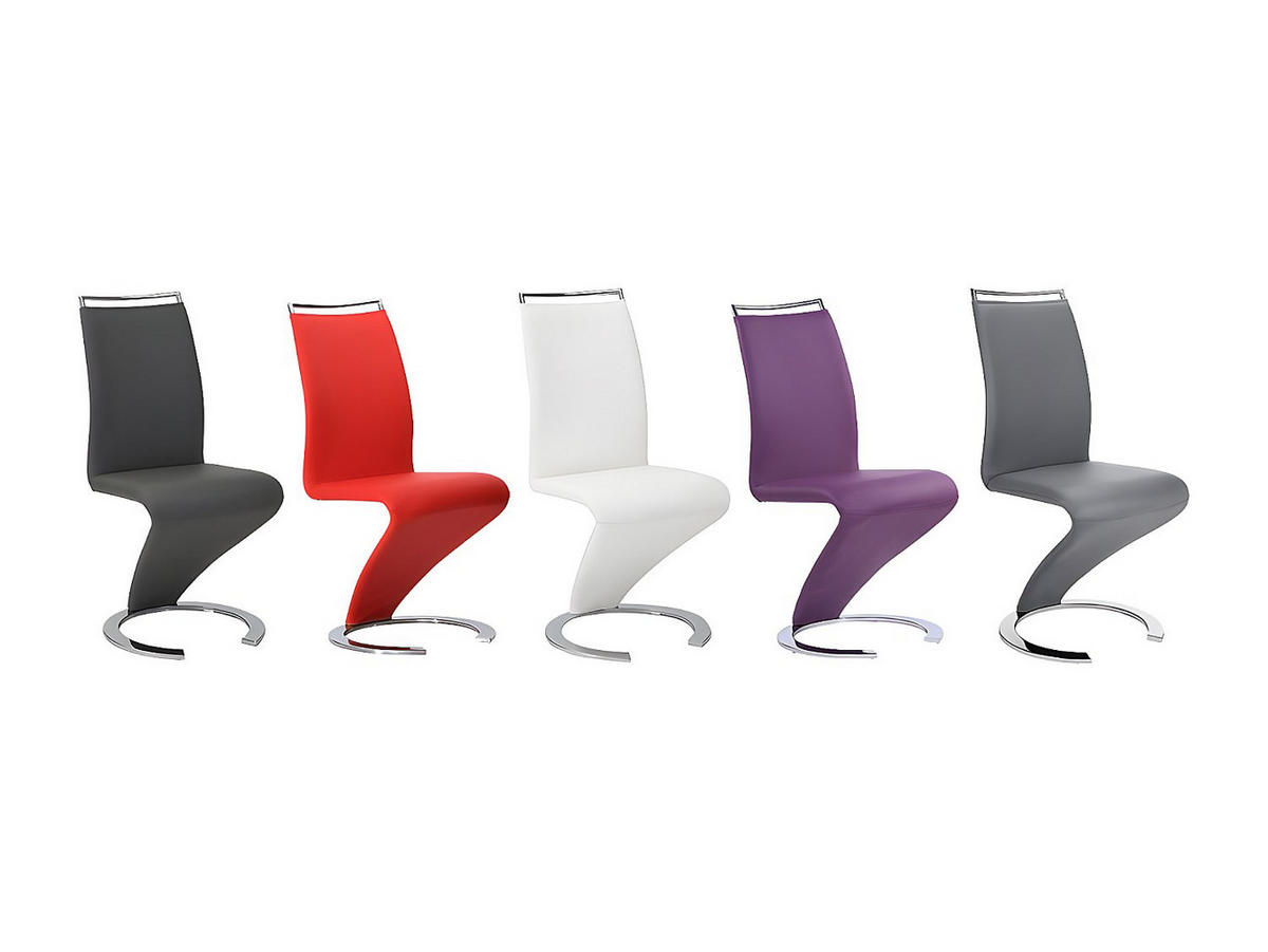 STUHL Freischwinger 2er-Set - Kunstleder - Schwarz - TWIZY - Schwarz, Leder (49/100/61cm) - Vente-Unique