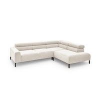 ECKSOFA MIT MOTORISCHEM SITZVORZUG DELIA Weiß Cord - Schwarz/Weiß, Textil/Metall (276/219cm) - KAWOLA