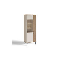 VITRINE MOCHA 73/40/190 cm Glasfront ohne LED Kaschmir/Nussbaum Royal - Kaschmir/Schwarz, Holzwerkstoff/Kunststoff (73/190/40cm) - Lookway