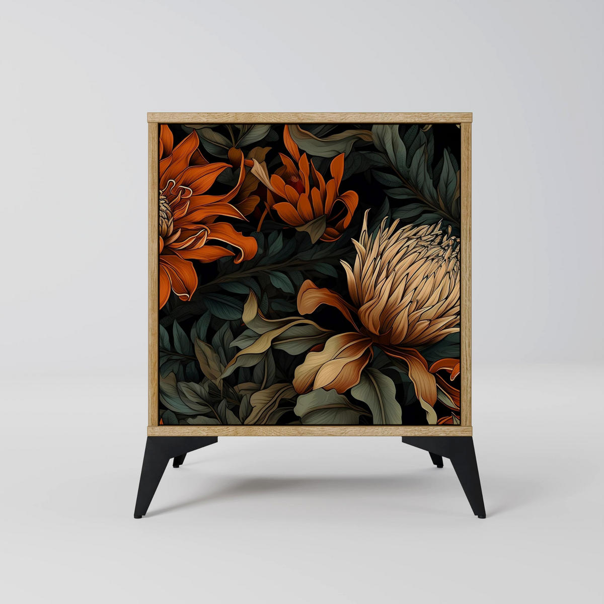 SIDEBOARD DAWN BLOOM, Eichefarben, 57,5x42x75,5 cm, Goldfarbene Metallfüße - Eichefarben/Goldfarben, Holzwerkstoff/Metall (57.5/75.5/42cm) - SpaceRebels
