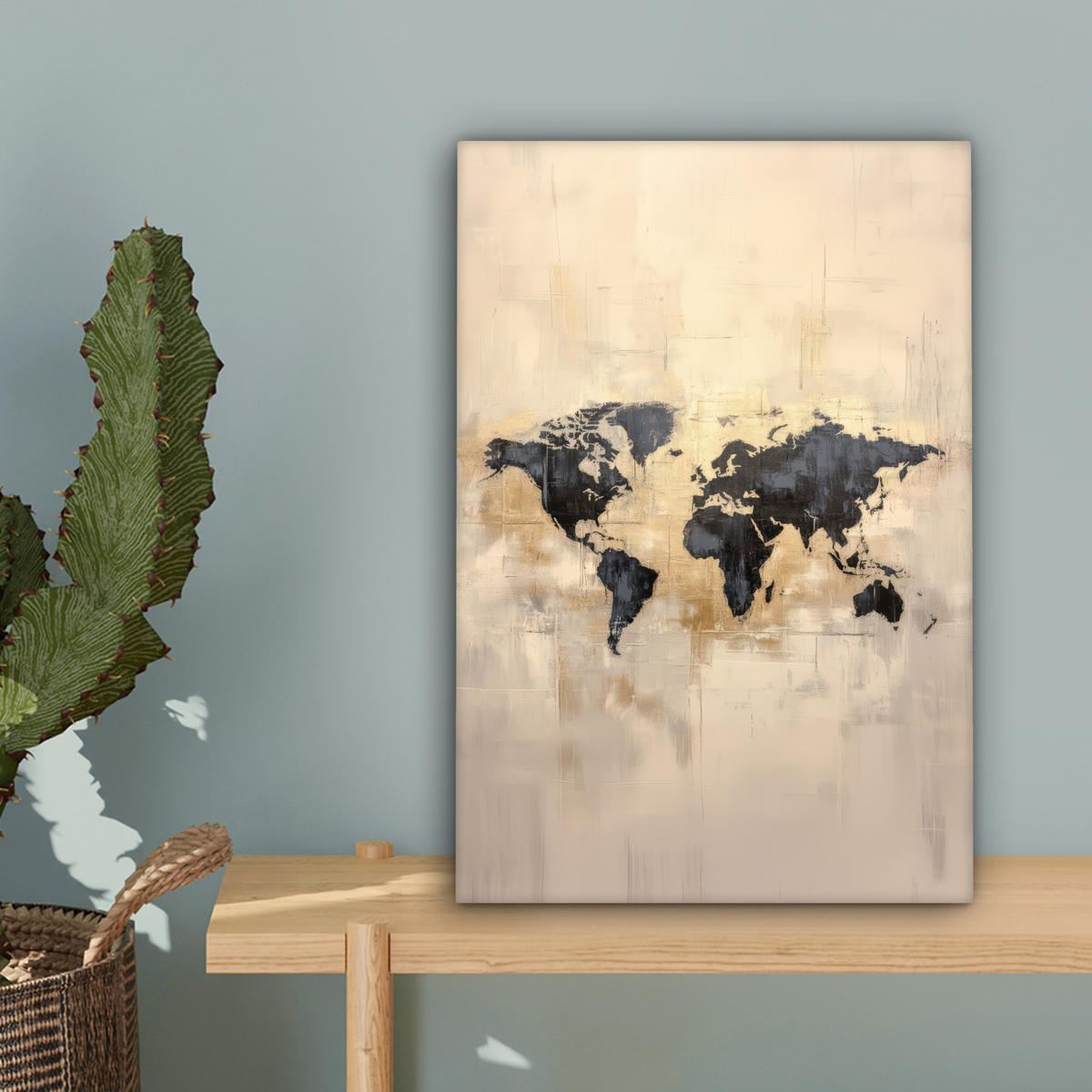 LEINWANDBILD Weltkarte - Gold - Schwarz - Abstrakt Deko Wohnzimmer 20x30 cm - Kupferfarben, Textil (20/30cm) - MuchoWow