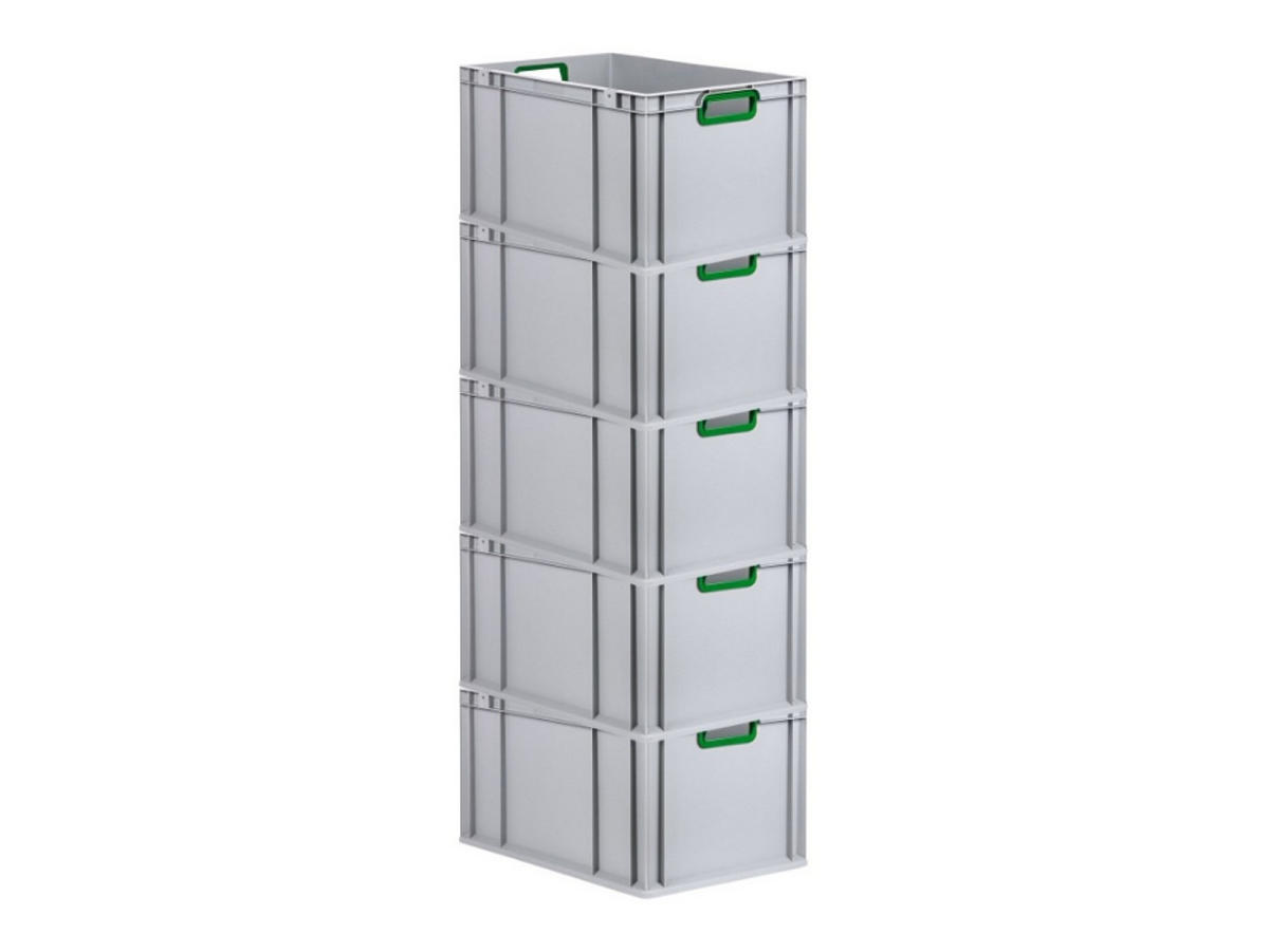 EUROBOX 5x Nextgen Color 32x40x60cm 65 Liter Griffe Grün Offen - Grün, Kunststoff (40/32/60cm) - PROREGAL