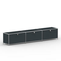 TV Board mit 3 Klappen & Schloss, Breite 227 cm, Anthrazitgrau - Chromfarben/Silberfarben, Metall (40/43/227.2cm) - Versee