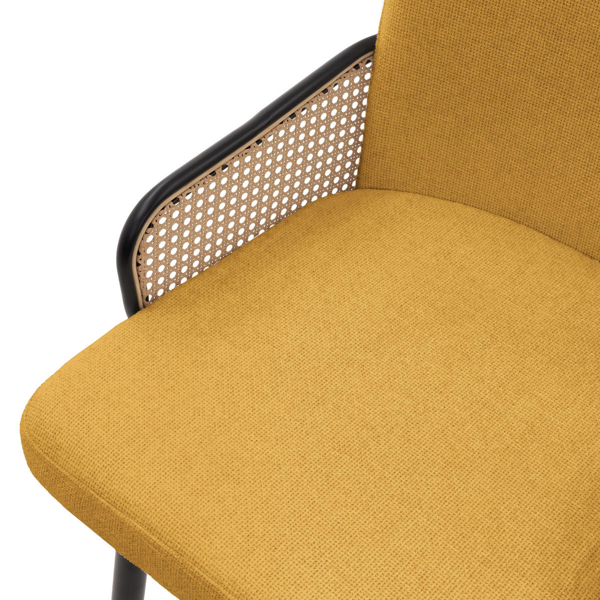 ESSZIMMERSTÜHLE 6er Set Senf mit Stoffbezug Rattan Optik - Gelb/Schwarz, Naturmaterialien/Textil (51/91/61cm) - ML-DESIGN