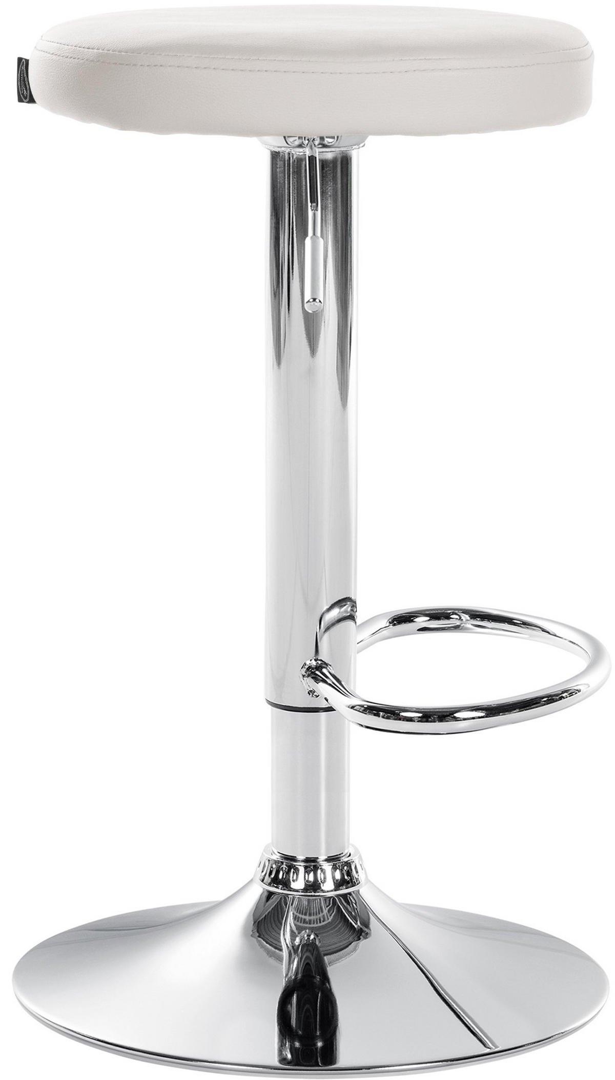 BARHOCKER Pontius Kunstleder chrom weiß - Chromfarben/Weiß, Kunststoff/Metall (38.5/81/38.5cm) - TPFLiving