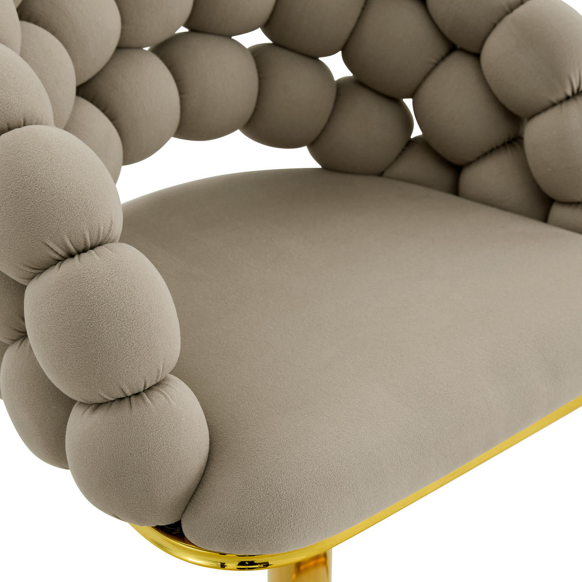 BARHOCKER 2er-Set Grau mit Samtbezug, Rückenlehne und höhenverstellbarem Goldgestell - Grau, Metall (45/112/52cm) - PANGIVO