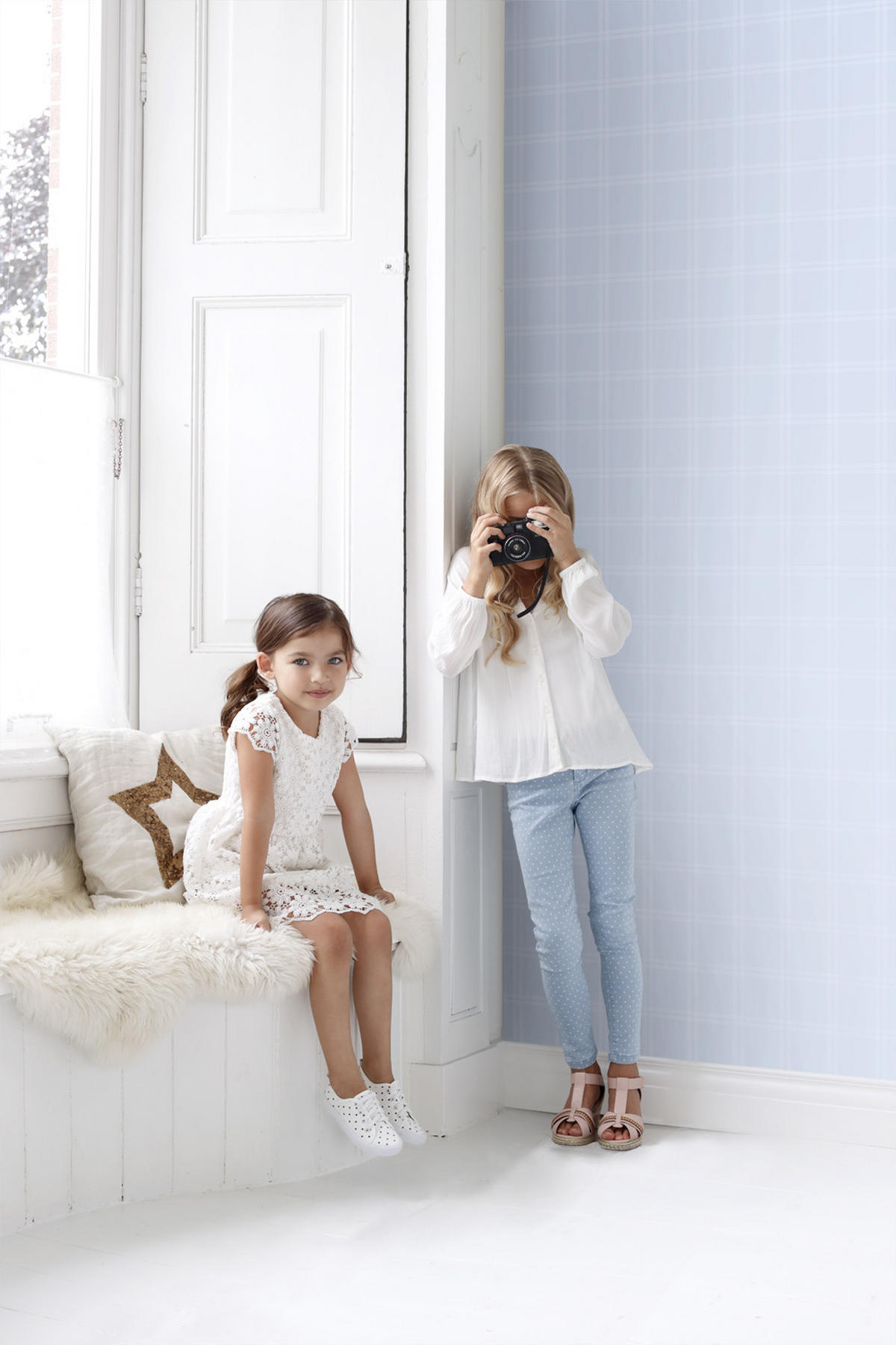 TAPETE Karomuster 53 cm x 10.05 m - Blau, Papier (53/0.1cm) - Origin Wallcoverings