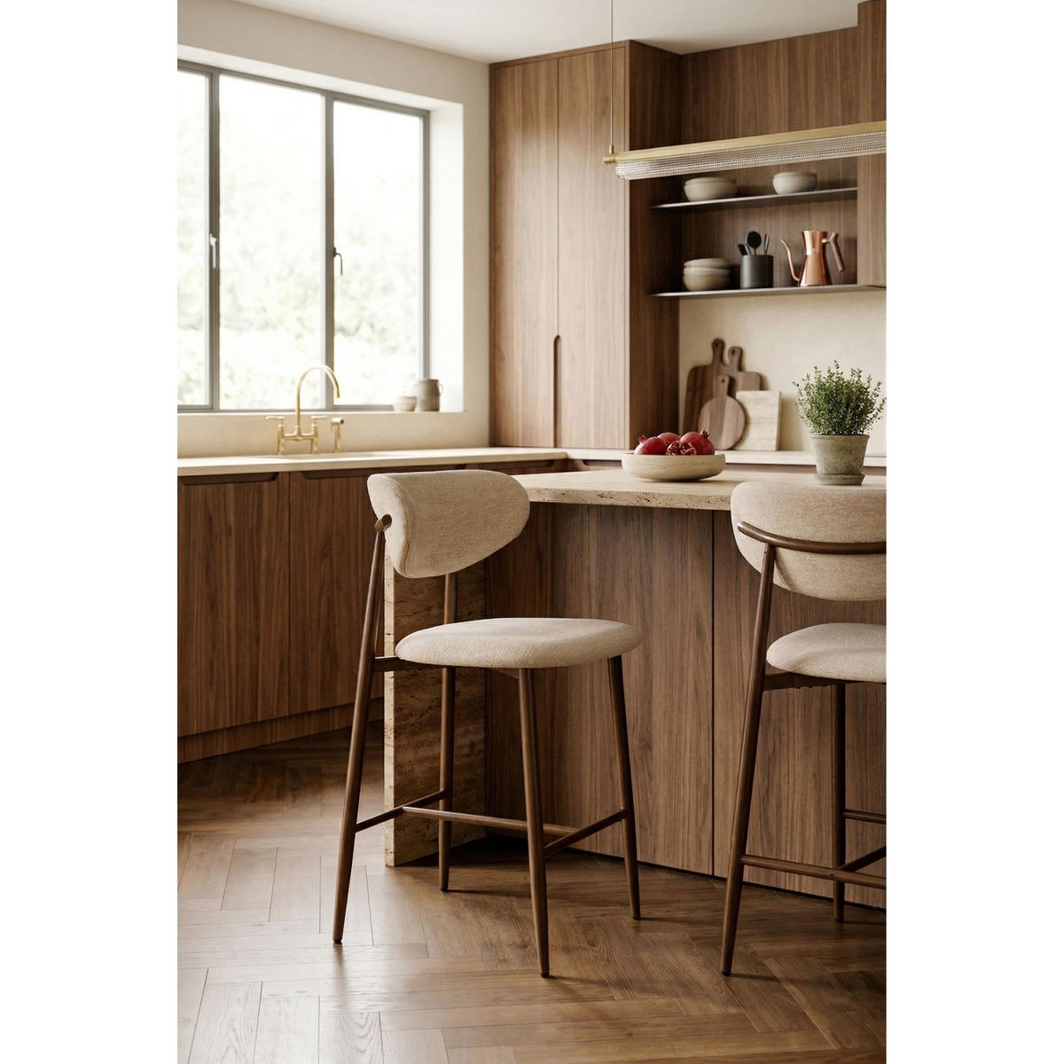 BARHOCKER Noor Rückenlehne 66 cm Beige - 2 er Set - Beige/Grau, Kunststoff (52/98/55cm) - Housecraft Living