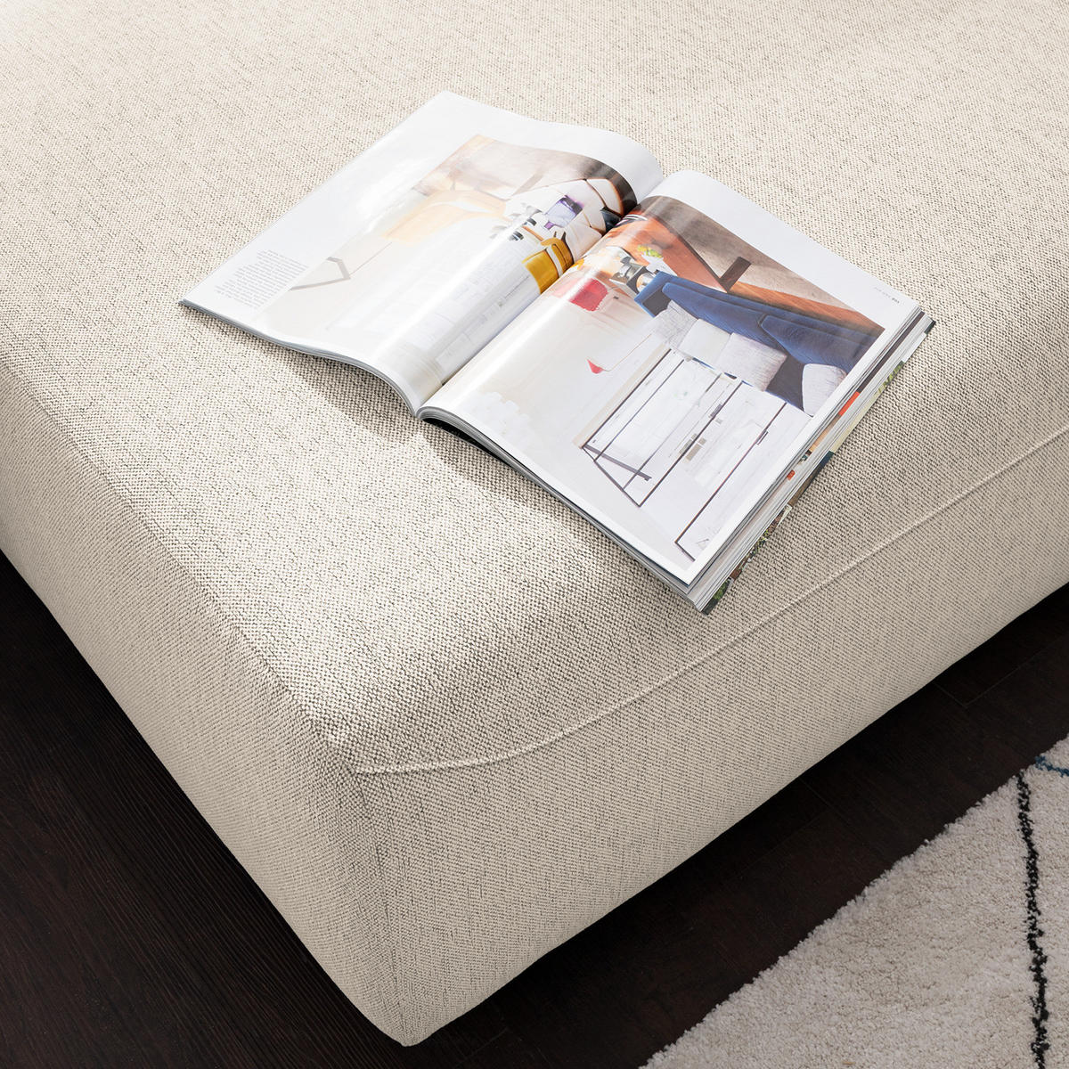 ECKSOFA mit Ottomane - Webstoff - Beige/Schwarz, Kunststoff/Textil (283/237cm) - home24