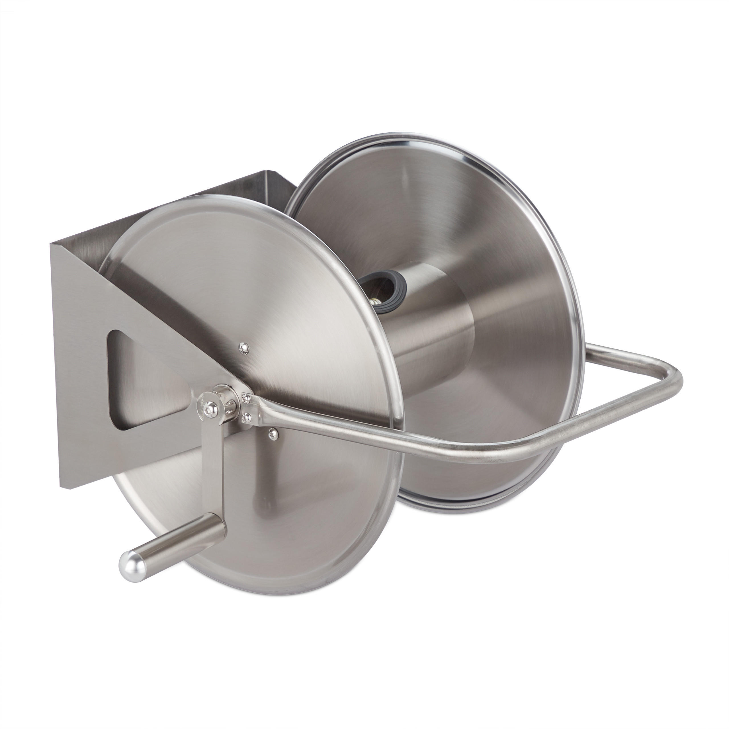 SCHLAUCHTROMMEL - Silberfarben, Metall (43.5/43.5/31.5cm) - Relaxdays