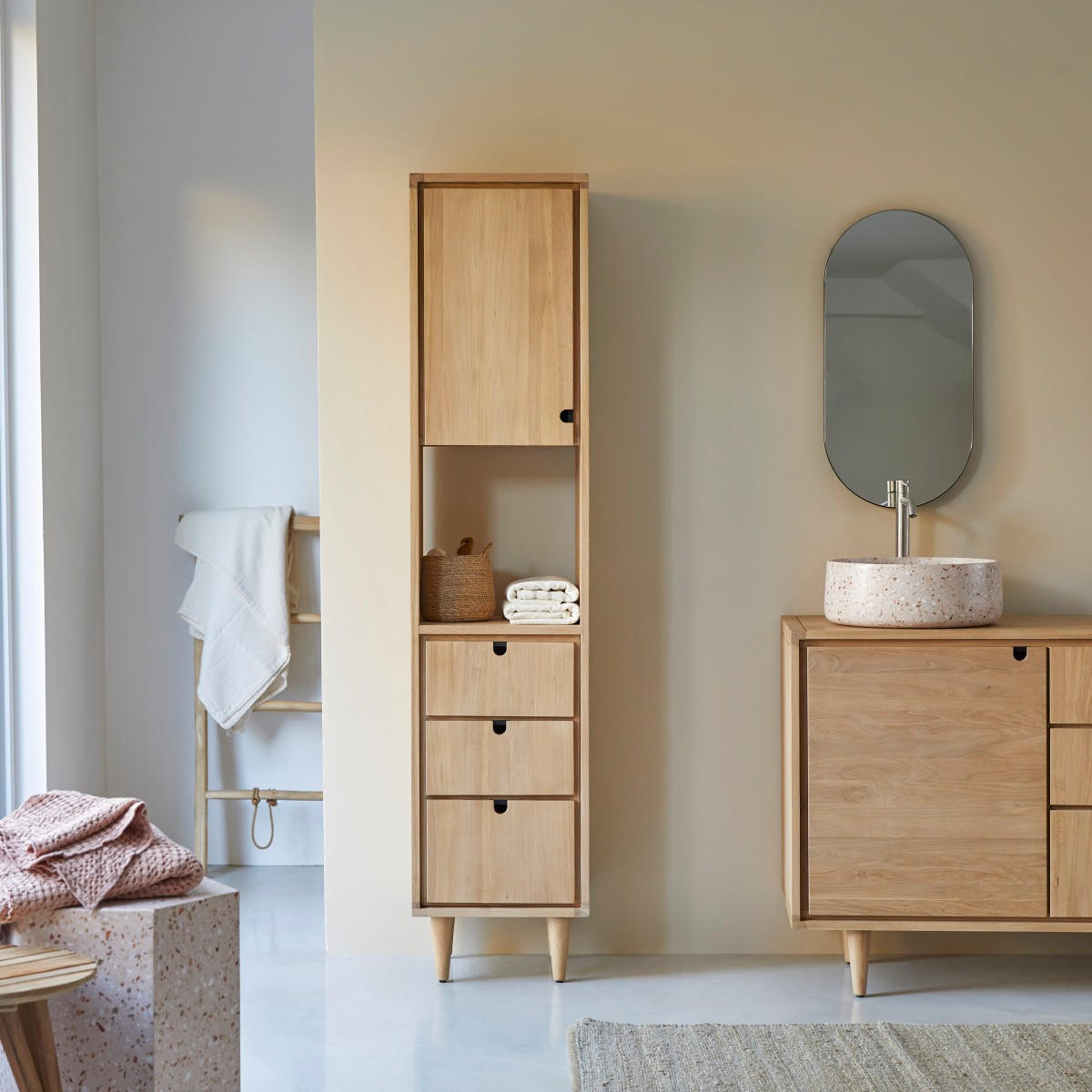 HOCHSCHRANK Jonàk Natur aus Eiche - Naturfarben, Holz (40/180/35cm) - Tikamoon