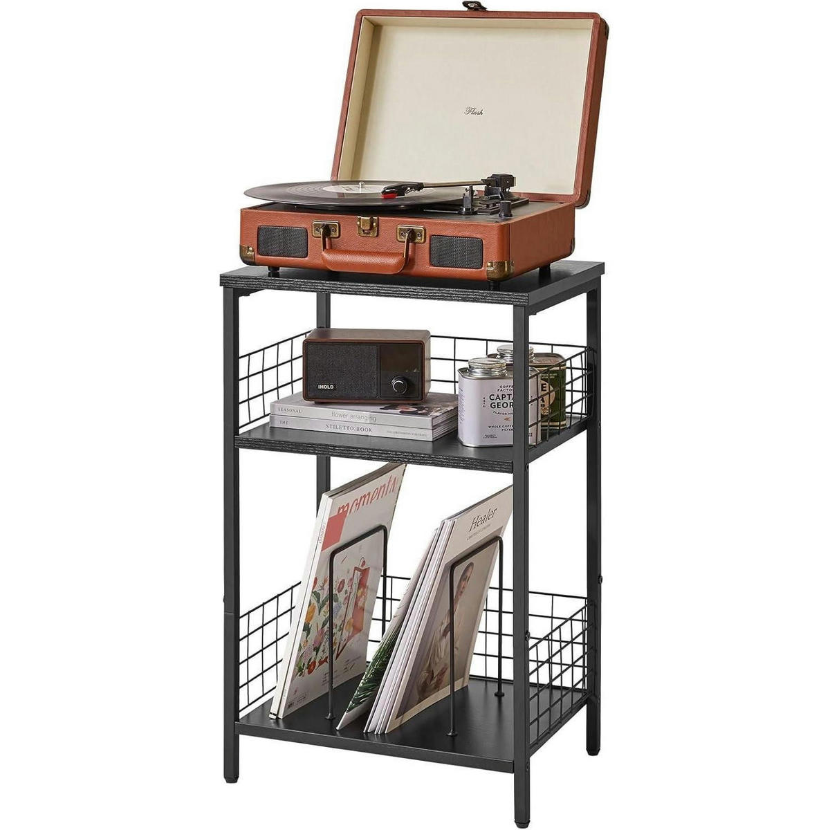 BEISTELLTISCH mit 3 Ebenen Schwarz - Multicolor, Metall (40/29/62.5cm)