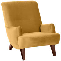 SESSEL Kajsa 71x80x101 Bezug Samtvelours Buche nussbaum/mais - Messingfarben/Nussbaumfarben, Kunststoff (101/80/71cm) - 58aufmkessel
