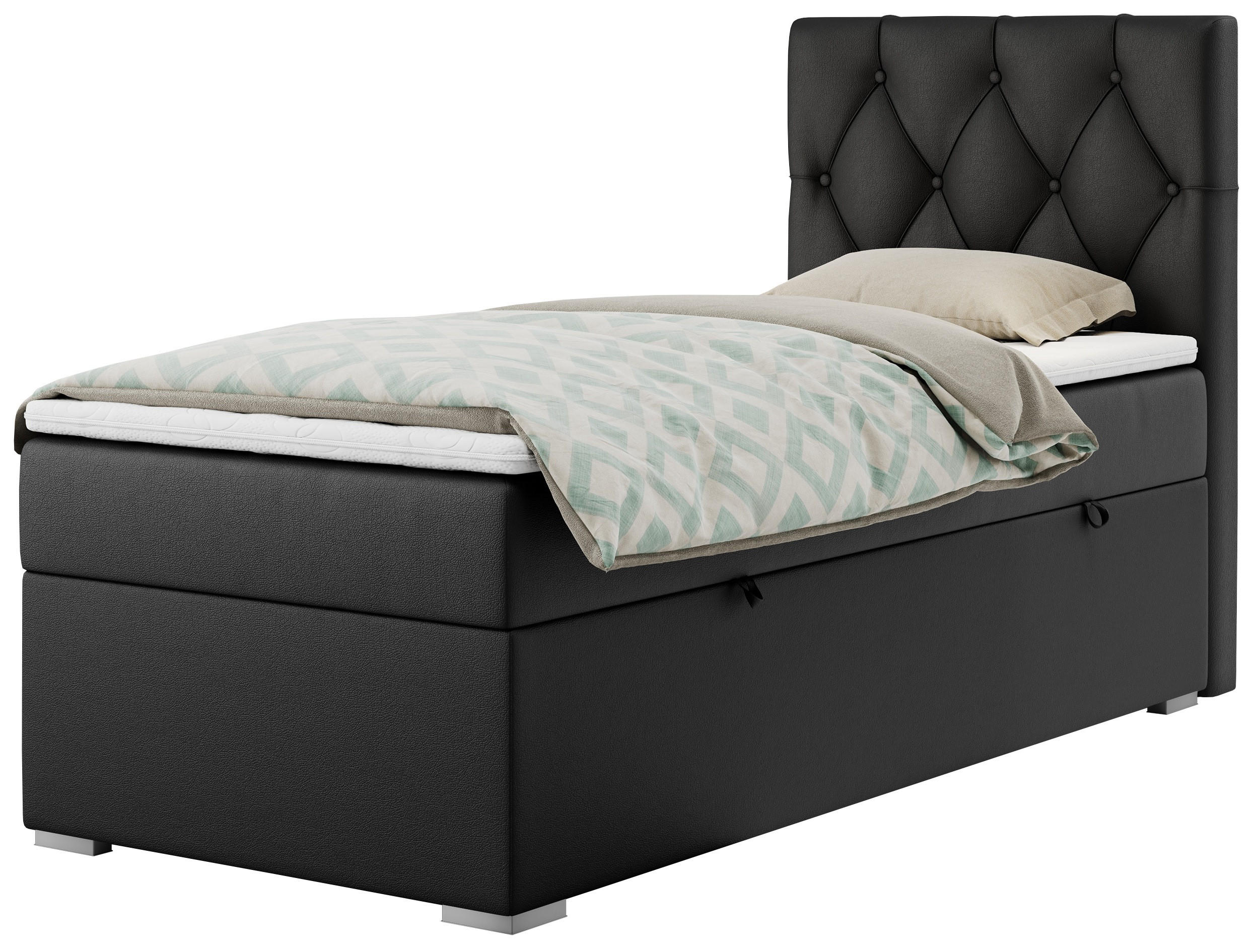 BOXBETT ALDA 90/200 Schwarz Kunstleder - H4 - Rechts Seite - Schwarz, Holz/Textil (90/200cm) - MKS