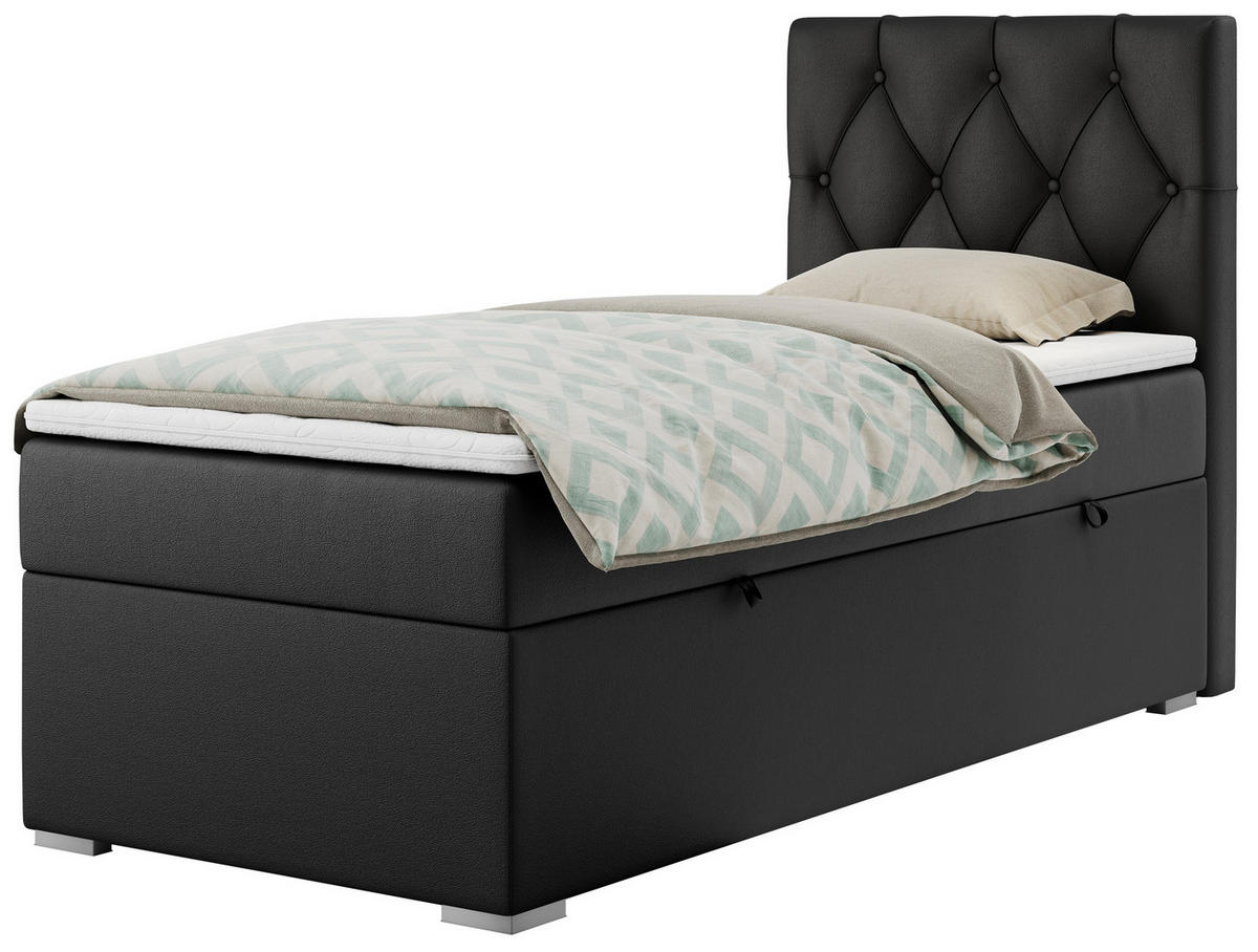 BOXBETT ALDA 90/200 Schwarz Kunstleder - H4 - Rechts Seite - Schwarz, Holz/Textil (90/200cm) - MKS