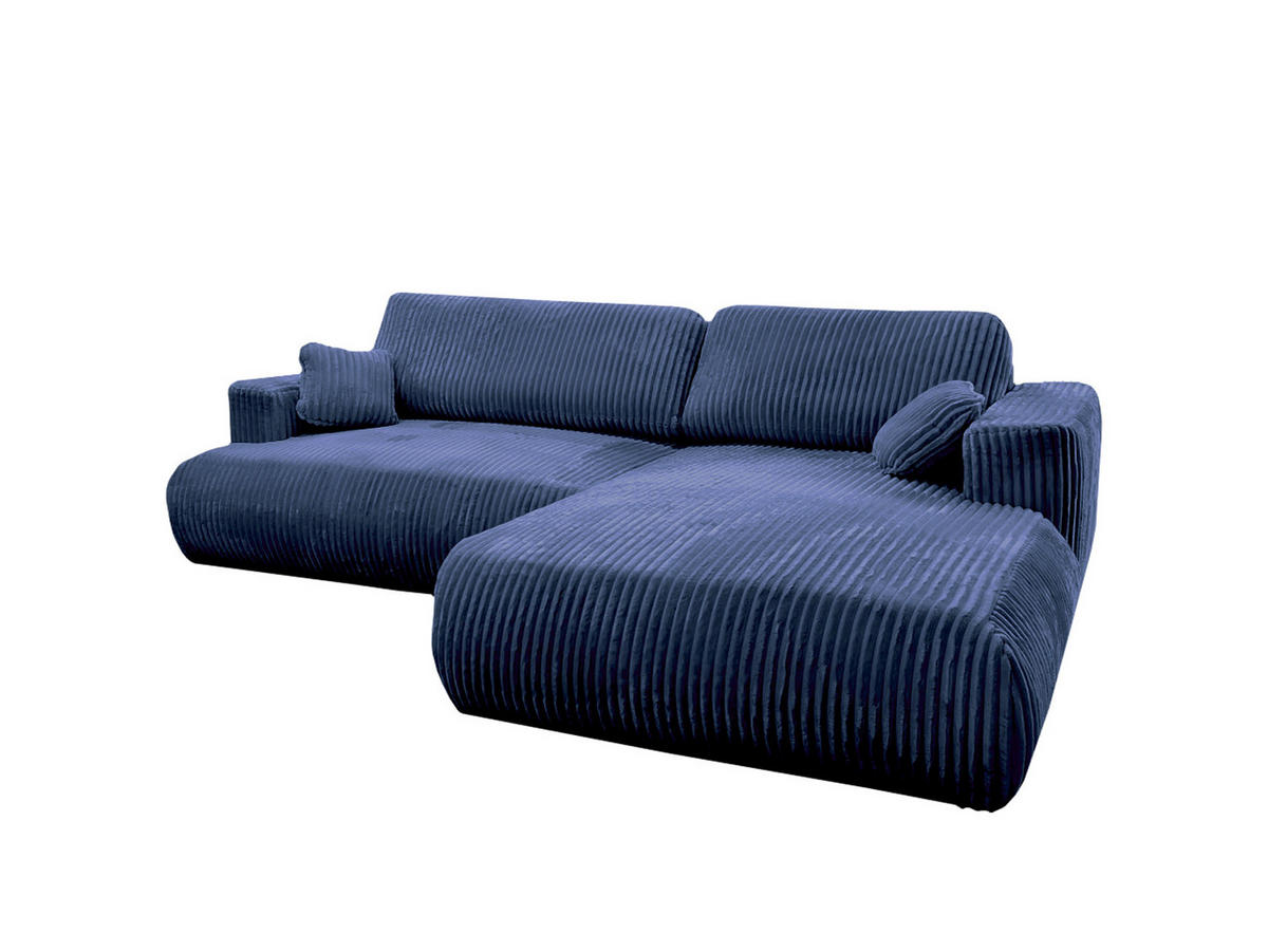 ECKSOFA Luna L rechts Dunkelblau aus Cord - Dunkelblau, Textil (271/195cm) - KS Home Concept