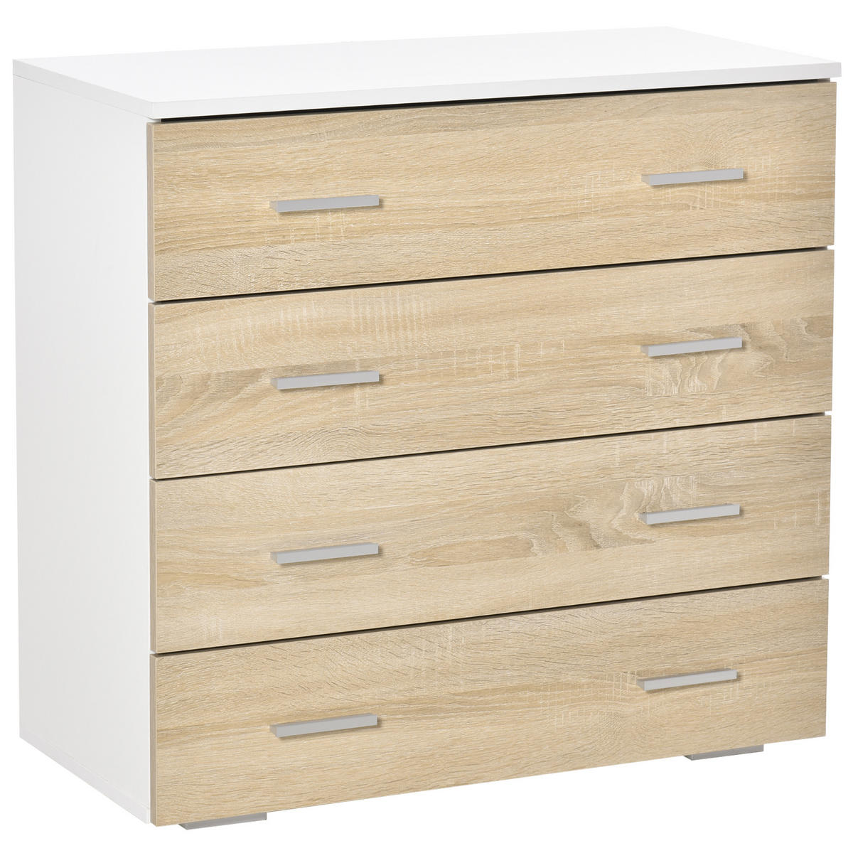 KOMOODE DE-12780 4 Schubladen, zeitgenössisch Eiche hell - Eichefarben, Holzwerkstoff (76/72/35cm) - ComfortXL
