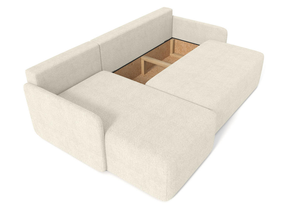 ECKSOFA MONDI Ecru - Ecru/Schwarz, Kunststoff/Textil (212/142cm) - Luxkor24