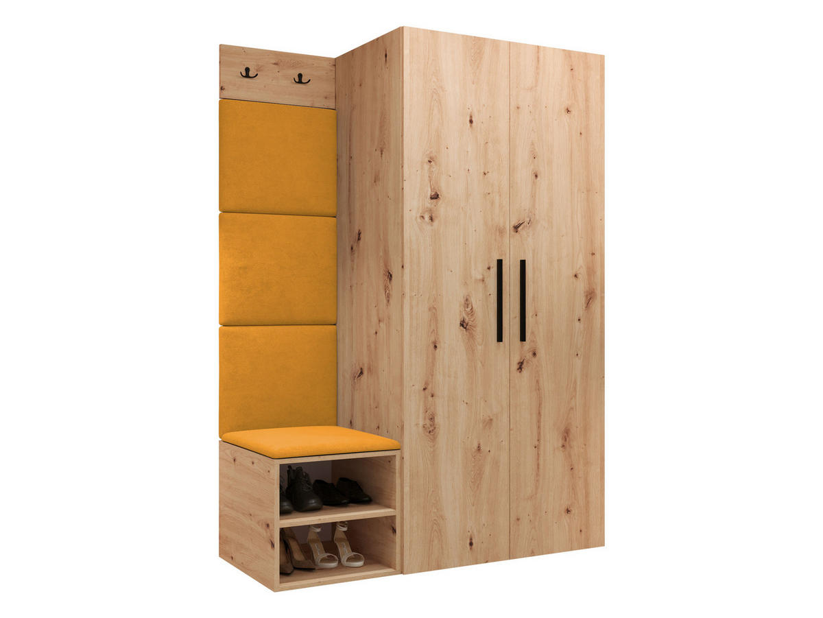 GARDEROBEN-SET Medi IV - Schwarz/Orange, Holzwerkstoff/Kunststoff (80/191/50cm) - MIRJAN24