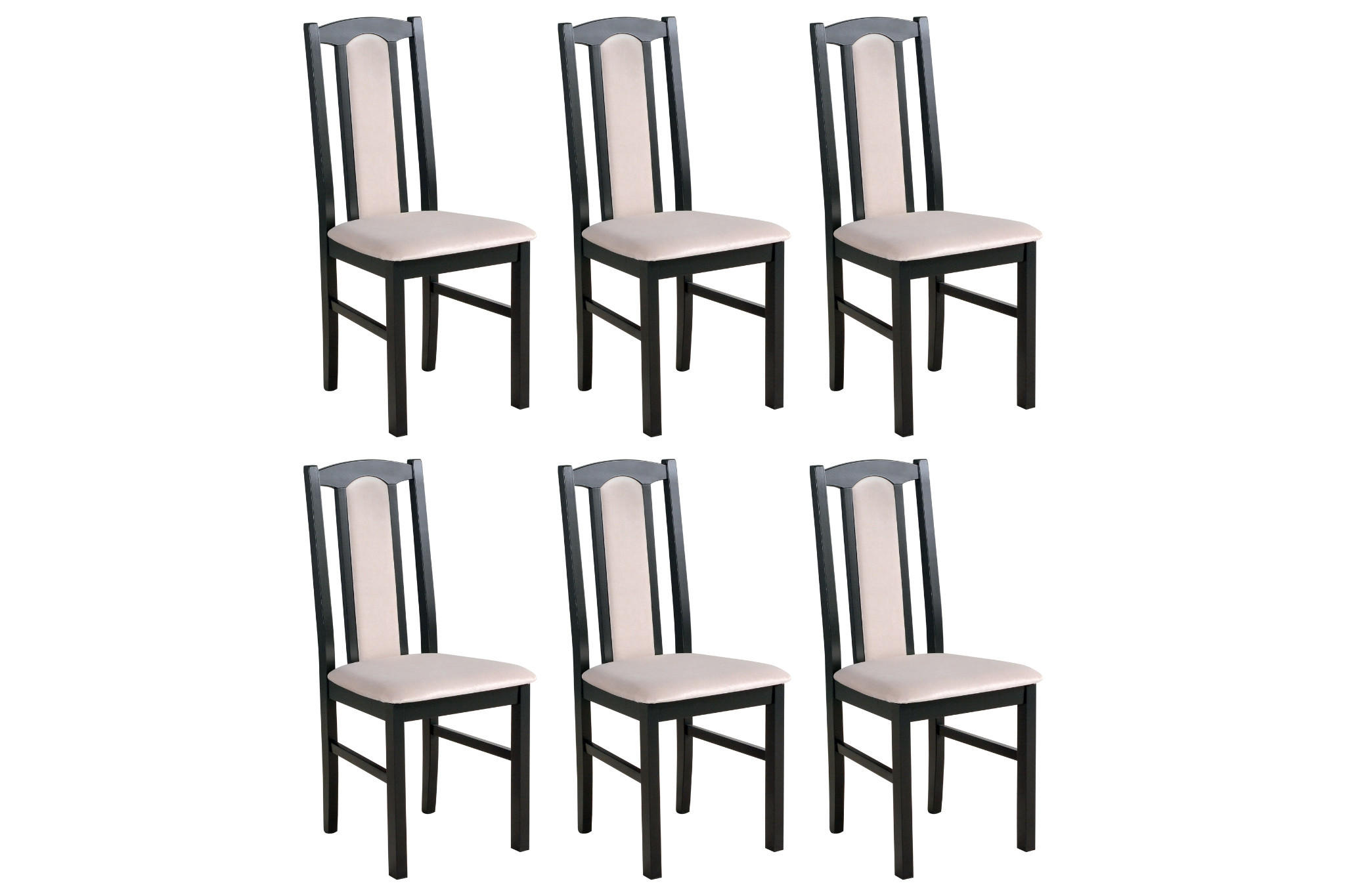 ESSZIMMERSTUHL - Set 6x Bos 7 Schwarz, paros 2 - Beige/Schwarz, Holz (43/96/40cm) - Leaf Design