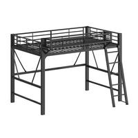 HOCHBETT 140/200 cm in Schwarz mit LED, Aufbewahrungskorb und Treppe aus Metall - Schwarz, Metall - STILVORA