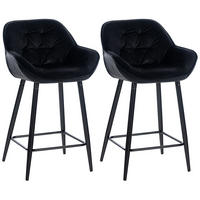 BARHOCKER 2er Set Gibal Samt schwarz - Schwarz, Textil/Metall (54/93.5/57.5cm) - TPFLiving
