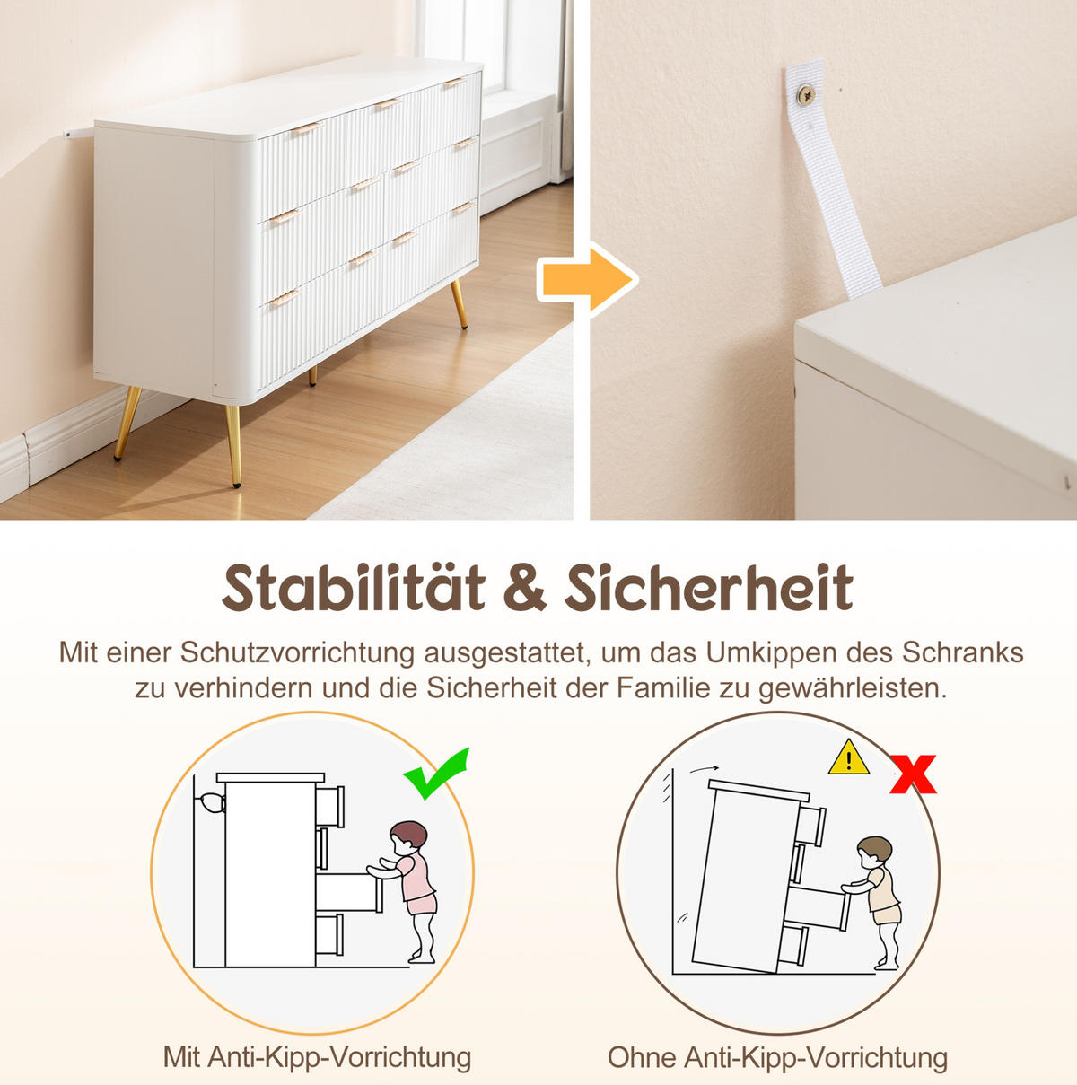 KOMMODE in Weiß 145x40x80 cm mit 7 Schubladen, Soft-Close-Funktion und Kippsicherung - Weiß, Holzwerkstoff (40/80/145cm) - IVMEU