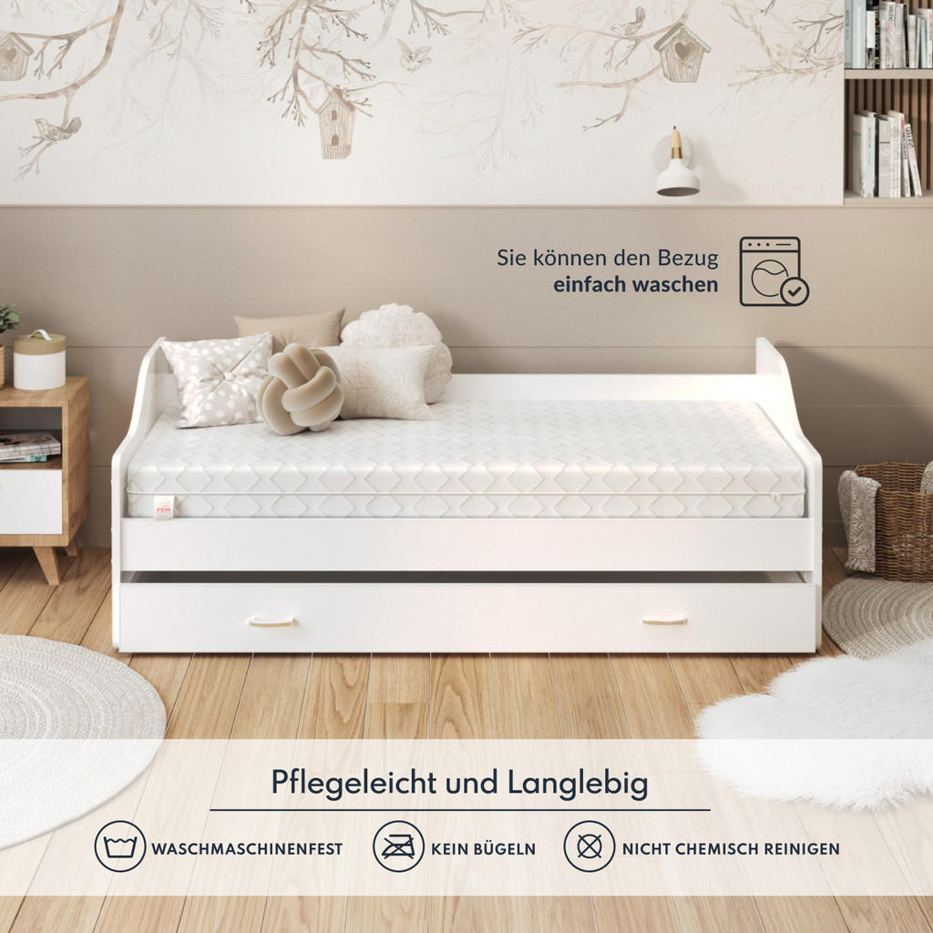 Thumbnail - FDM Kaltschaummatratze, Weiß, Textil, H2 + H3, Füllung: Schaumstoff, Rechteckig, 80x180 cm, Oeko-Tex® Standard 100, Schl...