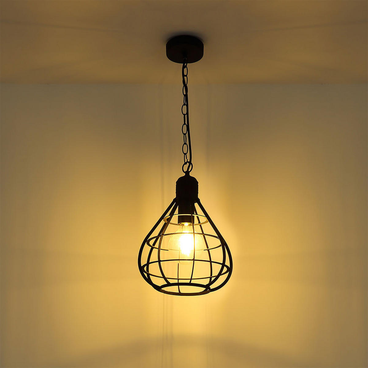 LED HÄNGELEUCHTE Metall Schwarz Gitteroptik - Schwarz, Metall (25/25/120cm)