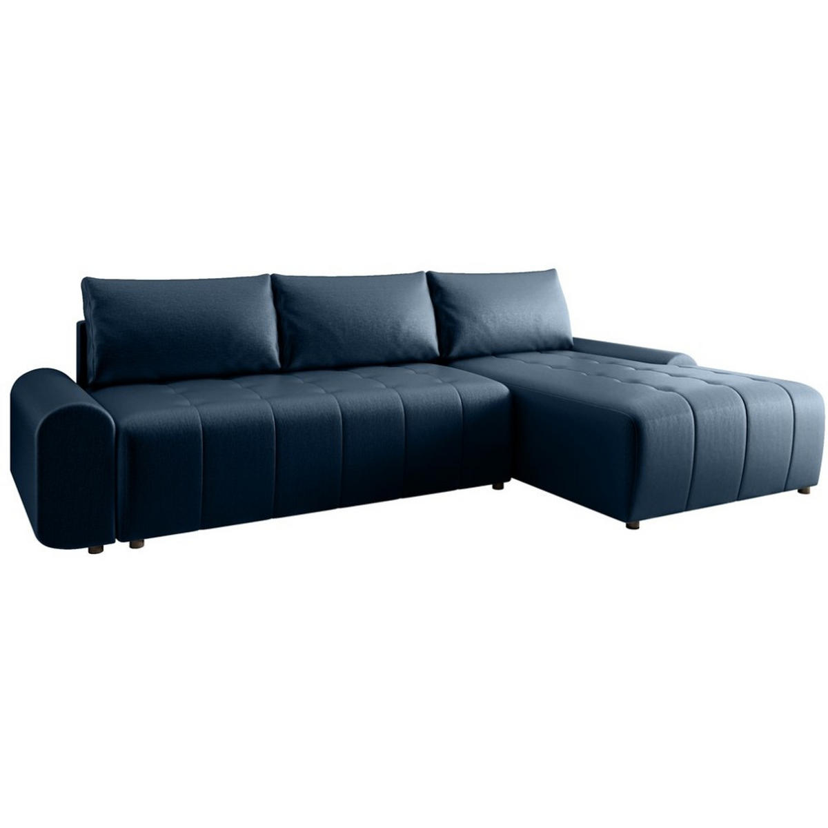 ECKSCHLAFSOFA Costa L Dunkelblau rechts - Schwarz/Dunkelblau, Kunststoff/Textil (290/169cm) - Beautysofa