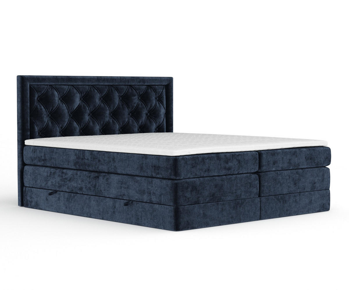 BOXSPRINGBETT Aurelia Marineblau 180/200 cm - Schwarz/Dunkelblau, Holz/Holzwerkstoff (180/200cm) - Maison de Reve