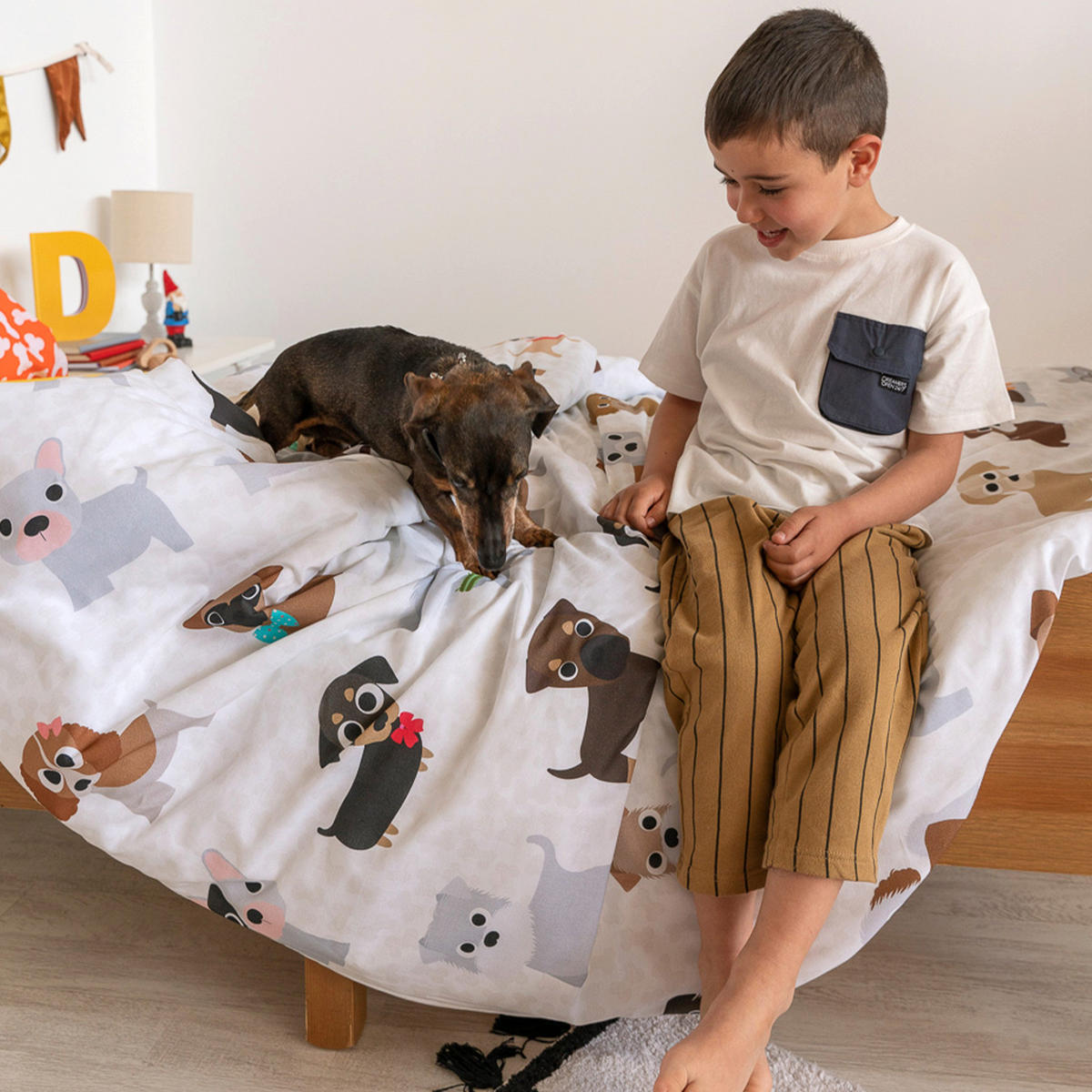 BETTBEZUG 2er-Set teiliges dogs 135/140x200 cm (standardgrösse) mehrfarbig - Multicolor, Textil (140/200cm) - Happy Friday
