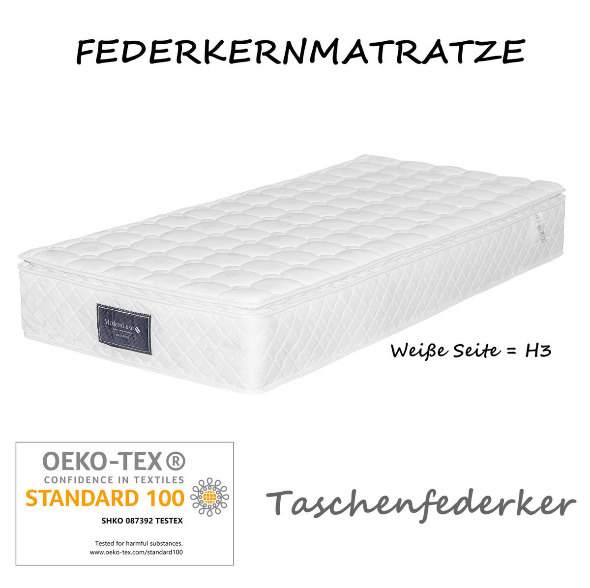 POLSTERBETT 90/200 cm aus Sherpa mit USB-C, LED-Beleuchtung, 2 Schubladen und Matratze, Weiß - Weiß, Textil (90/200cm) - Redom